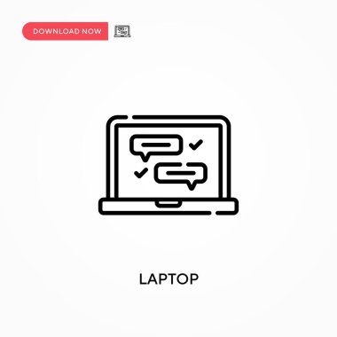Laptop Basit vektör simgesi. Web sitesi veya mobil uygulama için modern, basit düz vektör çizimi