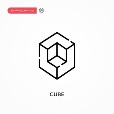 Küp Basit vektör simgesi. Web sitesi veya mobil uygulama için modern, basit düz vektör çizimi