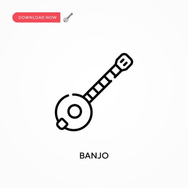 Banjo Basit vektör simgesi. Web sitesi veya mobil uygulama için modern, basit düz vektör çizimi
