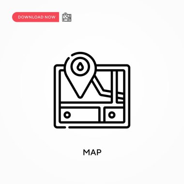 Harita Basit vektör simgesi. Web sitesi veya mobil uygulama için modern, basit düz vektör çizimi