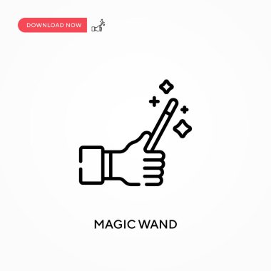 Sihirli değnek basit vektör simgesi. Web sitesi veya mobil uygulama için modern, basit düz vektör çizimi