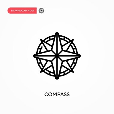 Basit vektör simgesini pusula. Web sitesi veya mobil uygulama için modern, basit düz vektör çizimi