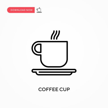 Kahve fincanı basit vektör ikonu. Web sitesi veya mobil uygulama için modern, basit düz vektör çizimi