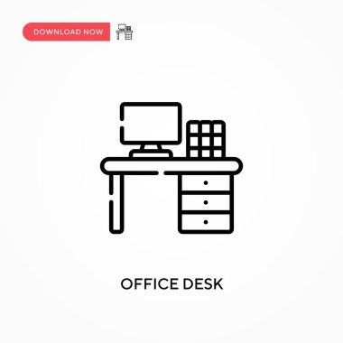 Ofis masası basit vektör simgesi. Web sitesi veya mobil uygulama için modern, basit düz vektör çizimi