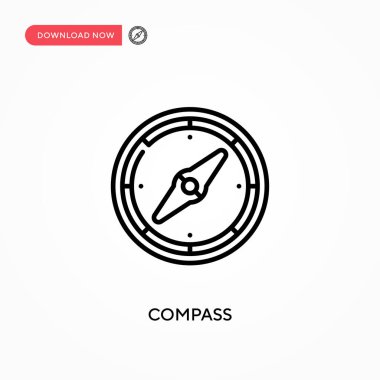 Basit vektör simgesini pusula. Web sitesi veya mobil uygulama için modern, basit düz vektör çizimi