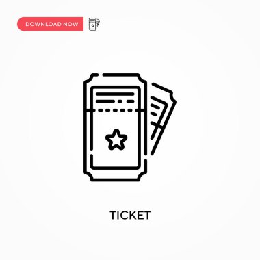 Bilet Basit vektör simgesi. Web sitesi veya mobil uygulama için modern, basit düz vektör çizimi