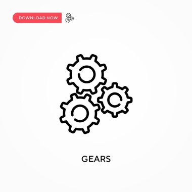 Dişliler basit vektör simgesi. Web sitesi veya mobil uygulama için modern, basit düz vektör çizimi