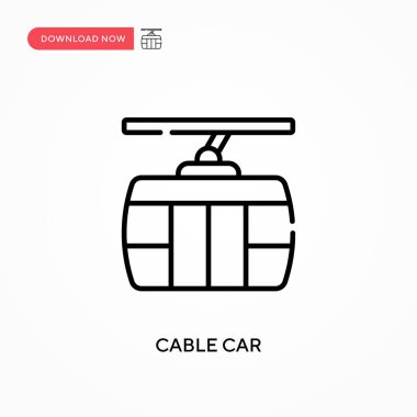 Kablo araba Basit vektör simgesi. Web sitesi veya mobil uygulama için modern, basit düz vektör çizimi