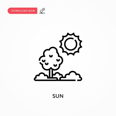 Güneş basit vektör simgesi. Web sitesi veya mobil uygulama için modern, basit düz vektör çizimi