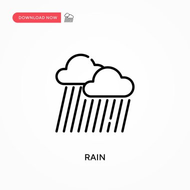 Basit vektör simgesi yağmur. Web sitesi veya mobil uygulama için modern, basit düz vektör çizimi