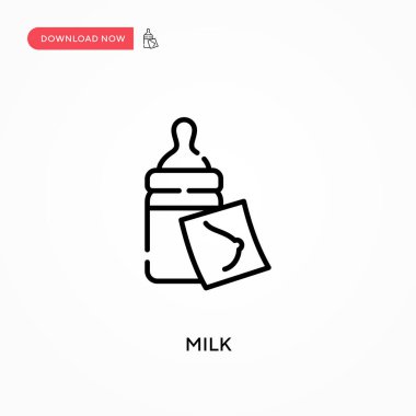 Süt Basit vektör simgesi. Web sitesi veya mobil uygulama için modern, basit düz vektör çizimi