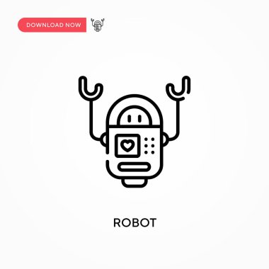 Robot Basit vektör simgesi. Web sitesi veya mobil uygulama için modern, basit düz vektör çizimi