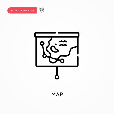 Harita Basit vektör simgesi. Web sitesi veya mobil uygulama için modern, basit düz vektör çizimi
