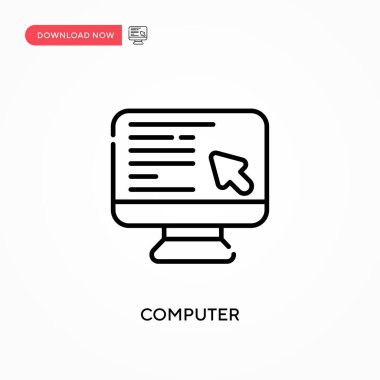 Bilgisayar basit vektör simgesi. Web sitesi veya mobil uygulama için modern, basit düz vektör çizimi