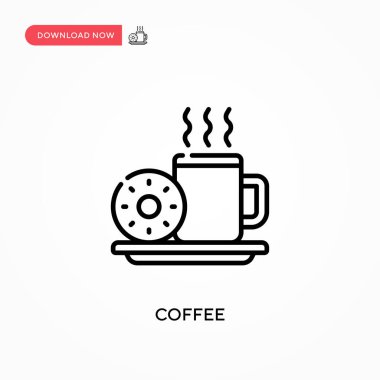 Basit kahve vektör simgesi. Web sitesi veya mobil uygulama için modern, basit düz vektör çizimi
