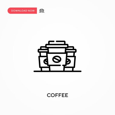 Basit kahve vektör simgesi. Web sitesi veya mobil uygulama için modern, basit düz vektör çizimi