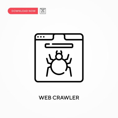 Web sürüngen basit vektör simgesi. Web sitesi veya mobil uygulama için modern, basit düz vektör çizimi