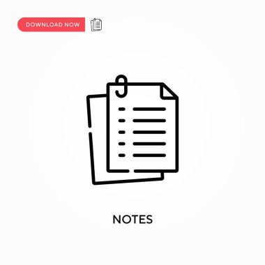 Notlar basit vektör simgesi. Web sitesi veya mobil uygulama için modern, basit düz vektör çizimi