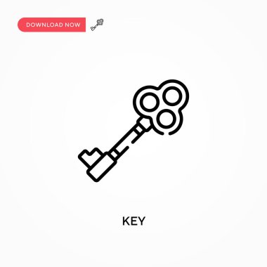 Anahtar Basit vektör simgesi. Web sitesi veya mobil uygulama için modern, basit düz vektör çizimi