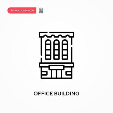 Ofis binası basit vektör simgesi. Web sitesi veya mobil uygulama için modern, basit düz vektör çizimi