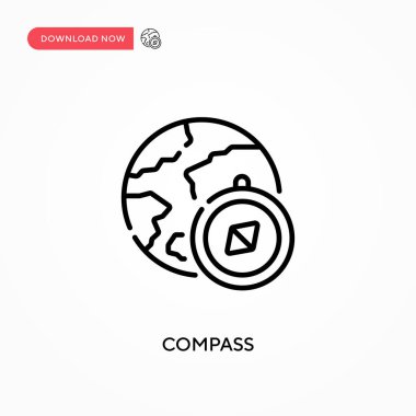 Basit vektör simgesini pusula. Web sitesi veya mobil uygulama için modern, basit düz vektör çizimi