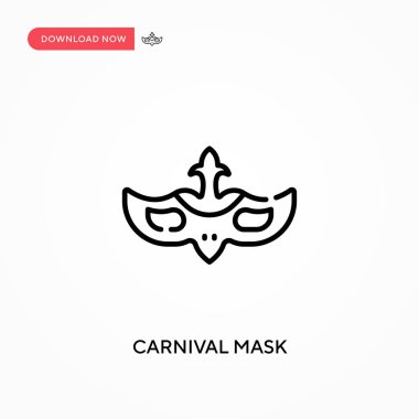 Karnaval maskesi Basit vektör simgesi. Web sitesi veya mobil uygulama için modern, basit düz vektör çizimi