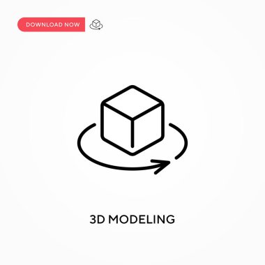 3D modelleme Basit vektör simgesi. Web sitesi veya mobil uygulama için modern, basit düz vektör çizimi