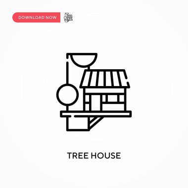Ağaç evi basit vektör simgesi. Web sitesi veya mobil uygulama için modern, basit düz vektör çizimi