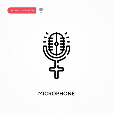 Mikrofon basit vektör simgesi. Web sitesi veya mobil uygulama için modern, basit düz vektör çizimi