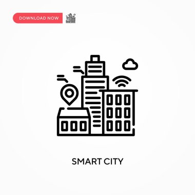 Akıllı şehir Basit vektör simgesi. Web sitesi veya mobil uygulama için modern, basit düz vektör çizimi