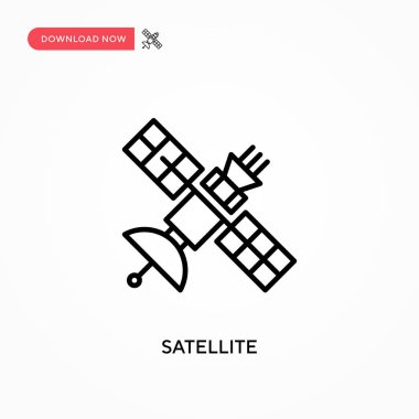 Uydu Basit vektör simgesi. Web sitesi veya mobil uygulama için modern, basit düz vektör çizimi