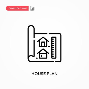 Ev planı basit vektör simgesi. Web sitesi veya mobil uygulama için modern, basit düz vektör çizimi
