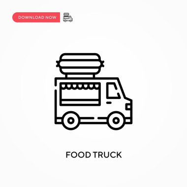 Yemek kamyonu basit vektör ikonu. Web sitesi veya mobil uygulama için modern, basit düz vektör çizimi