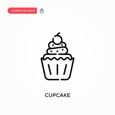 Cupcake Basit vektör simgesi. Web sitesi veya mobil uygulama için modern, basit düz vektör çizimi