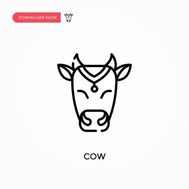 Basit İnek vektör simgesi. Web sitesi veya mobil uygulama için modern, basit düz vektör çizimi