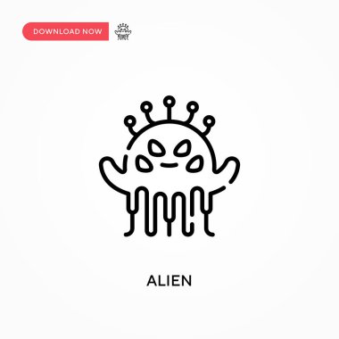 Uzaylı basit vektör simgesi. Web sitesi veya mobil uygulama için modern, basit düz vektör çizimi