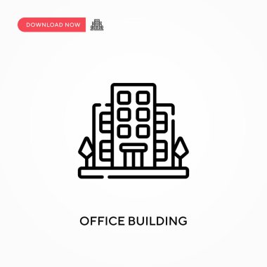 Ofis binası basit vektör simgesi. Web sitesi veya mobil uygulama için modern, basit düz vektör çizimi
