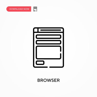 Tarayıcı Basit vektör simgesi. Web sitesi veya mobil uygulama için modern, basit düz vektör çizimi
