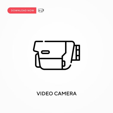 Video kamera basit vektör simgesi. Web sitesi veya mobil uygulama için modern, basit düz vektör çizimi