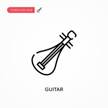 Gitar basit vektör simgesi. Web sitesi veya mobil uygulama için modern, basit düz vektör çizimi