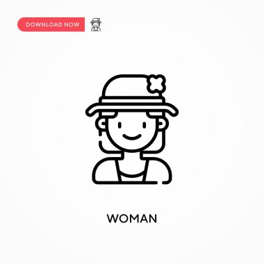 Kadın basit vektör simgesi. Web sitesi veya mobil uygulama için modern, basit düz vektör çizimi