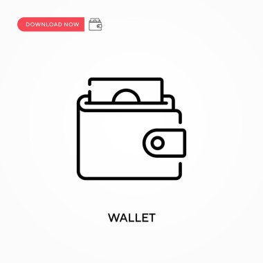 Cüzdan Basit vektör simgesi. Web sitesi veya mobil uygulama için modern, basit düz vektör çizimi