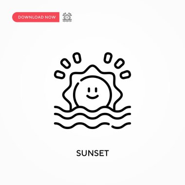 Günbatımı Basit vektör simgesi. Web sitesi veya mobil uygulama için modern, basit düz vektör çizimi