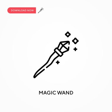 Sihirli değnek basit vektör simgesi. Web sitesi veya mobil uygulama için modern, basit düz vektör çizimi