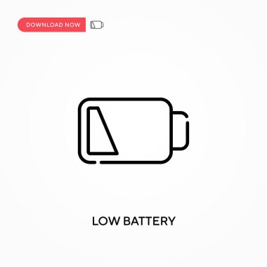 Düşük batarya Basit vektör simgesi. Web sitesi veya mobil uygulama için modern, basit düz vektör çizimi