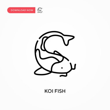 Koi balığı basit vektör simgesi. Web sitesi veya mobil uygulama için modern, basit düz vektör çizimi