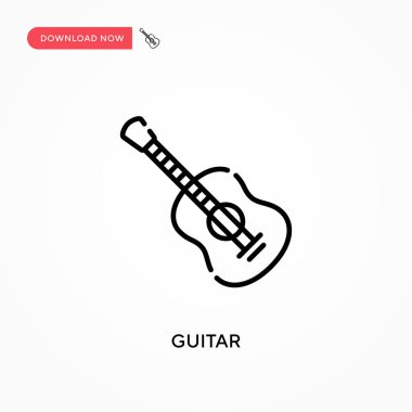 Gitar basit vektör simgesi. Web sitesi veya mobil uygulama için modern, basit düz vektör çizimi