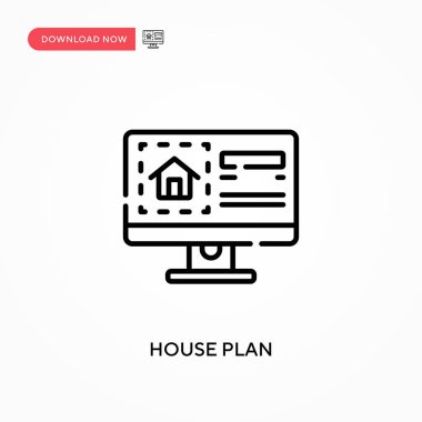 Ev planı basit vektör simgesi. Web sitesi veya mobil uygulama için modern, basit düz vektör çizimi
