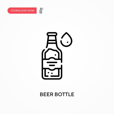 Bira şişesi. Basit vektör ikonu. Web sitesi veya mobil uygulama için modern, basit düz vektör çizimi