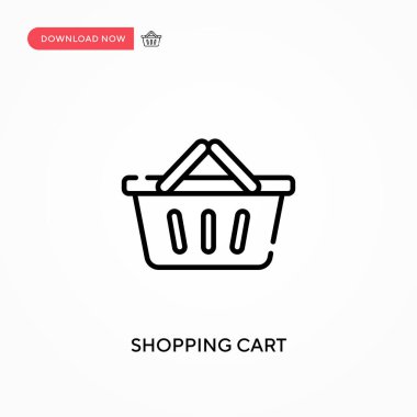 Alışveriş arabası basit vektör simgesi. Web sitesi veya mobil uygulama için modern, basit düz vektör çizimi